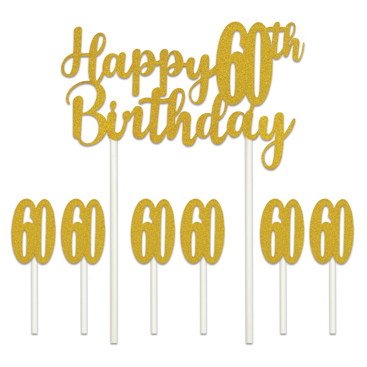 Beistle 6in. x 8¼in. Happy 60th Birthday Cake Topper - 12 Pack